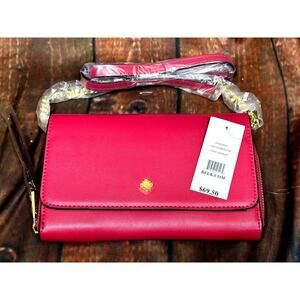 Crown & Ivy Hot Pink Crossbody Wallet with Gold Accent